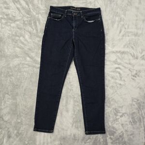 Michael Kors Women's Izzy Cropped Skinny Jeans Blue Size 10 Dark Wash Stretch
